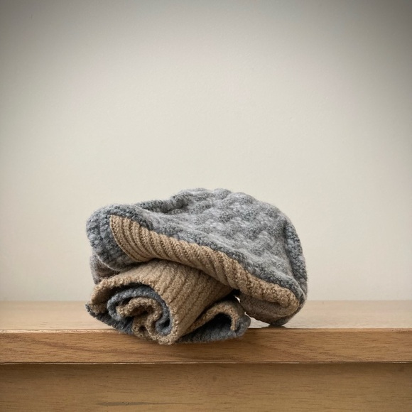 joodito origami crown 100% wool sweater hat japanese boro patchwork beanie cap - Picture 10 of 11